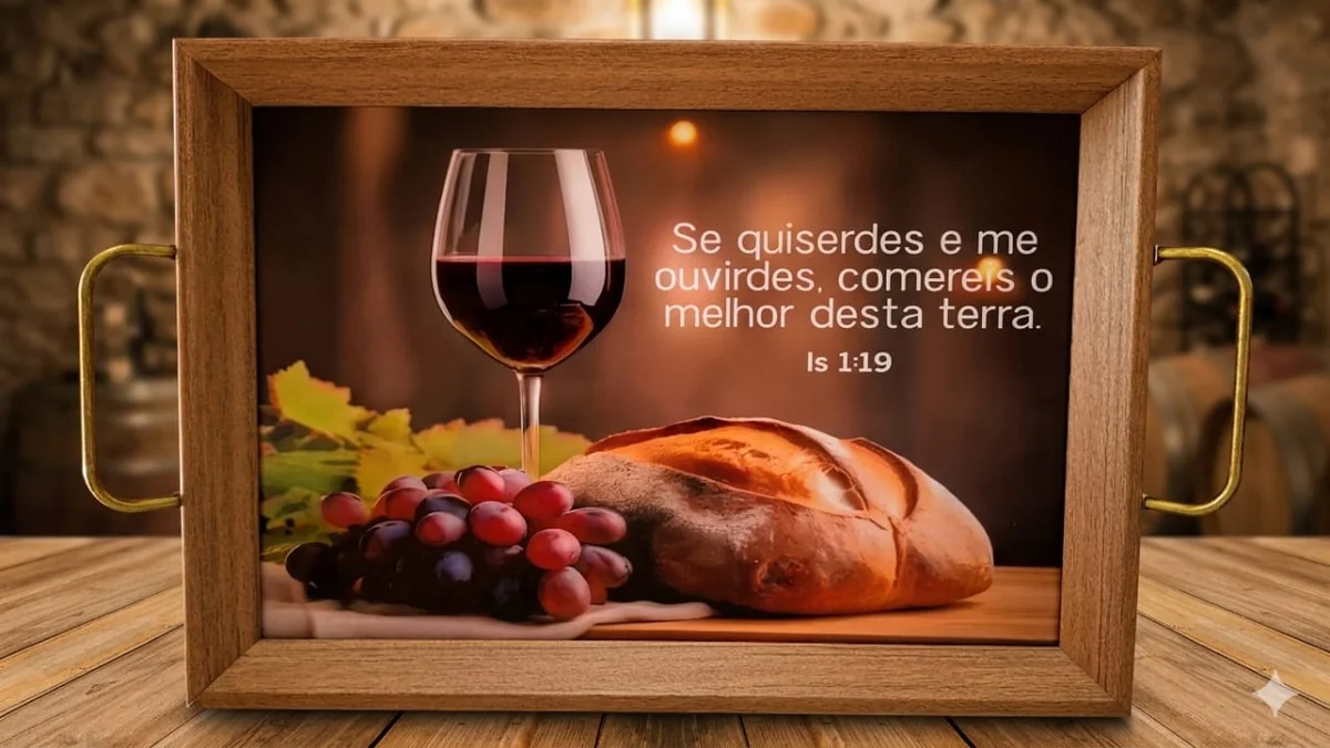 Bandeja em madeira com moldura